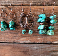 Stacked Turquoise and Copper Earrings - Ranch Junkie Mercantile LLC 