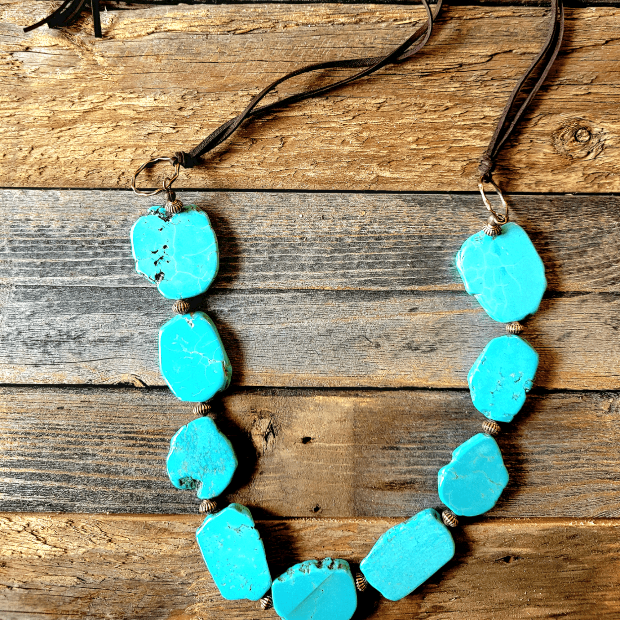 Double strand turquoise slab selling Necklace