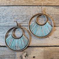 Fan Woven Hoop Earrings - Ranch Junkie Mercantile LLC