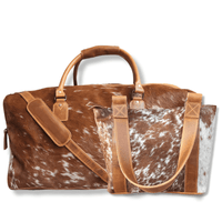 Bundle Deal Highlands Large Genuine Cowhide Weekender Duffel Saddle Bag+ Tote Purse Saddle - Ranch Junkie Mercantile LLC 