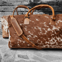 Bundle Deal Highlands Large Genuine Cowhide Weekender Duffel Saddle Bag+ Tote Purse Saddle - Ranch Junkie Mercantile LLC 