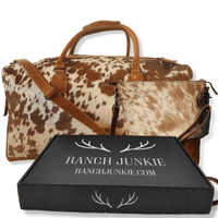 Bundle Deal Highlands Large Genuine Cowhide Weekender Duffel Saddle+ Crossbody Purse Saddle - Ranch Junkie Mercantile LLC 