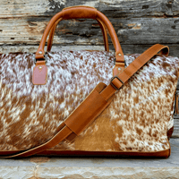 Bundle Deal Highlands Large Genuine Cowhide Weekender Duffel Saddle+ Crossbody Purse Saddle - Ranch Junkie Mercantile LLC 