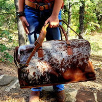 Bundle Deal Highlands Large Genuine Cowhide Weekender Duffel Saddle Bag+ Tote Purse Saddle - Ranch Junkie Mercantile LLC 