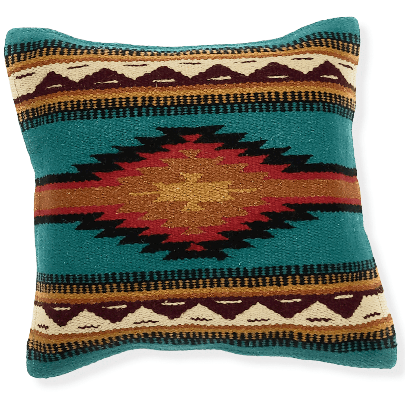 Western Pillow Covers 18 x 18 Woven Wool Turquoise Color Southwestern Decor  Throw Pillow