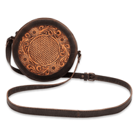 The Rancho Canteen Burnished Tan Hand-Tooled Leather Crossbody - Ranch Junkie Mercantile LLC 