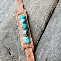 Dusty Leather Cuff with African Turquoise Chunks - Ranch Junkie Mercantile LLC 