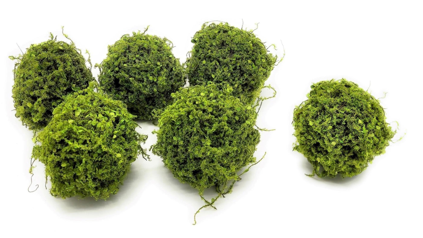Natural Green Faux Moss Ball Decorative Bowl Filler - Set of 3 in 2023