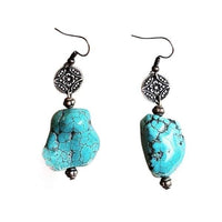 Turquoise Chunk Earring w/ Copper Connector - Ranch Junkie Mercantile LLC 