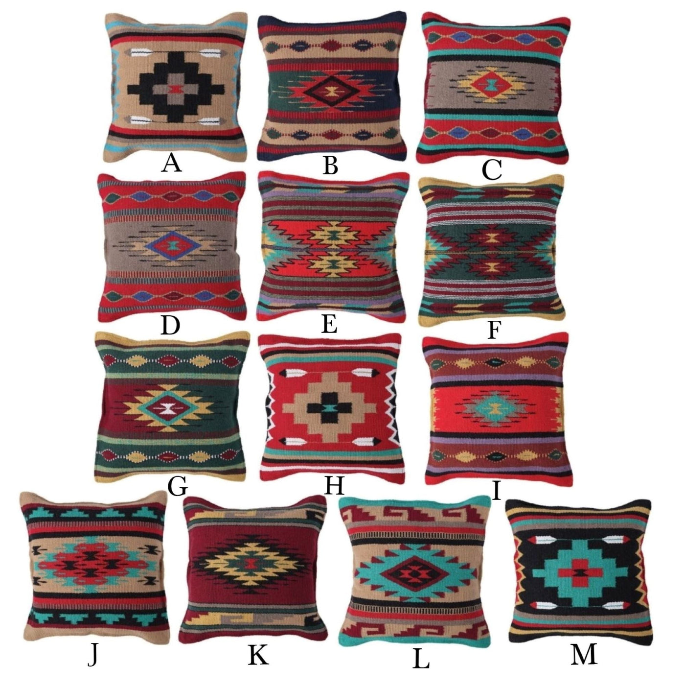 Southwestern Aztec Pillow Covers- Assorted Colors- 18 X 18 Throw