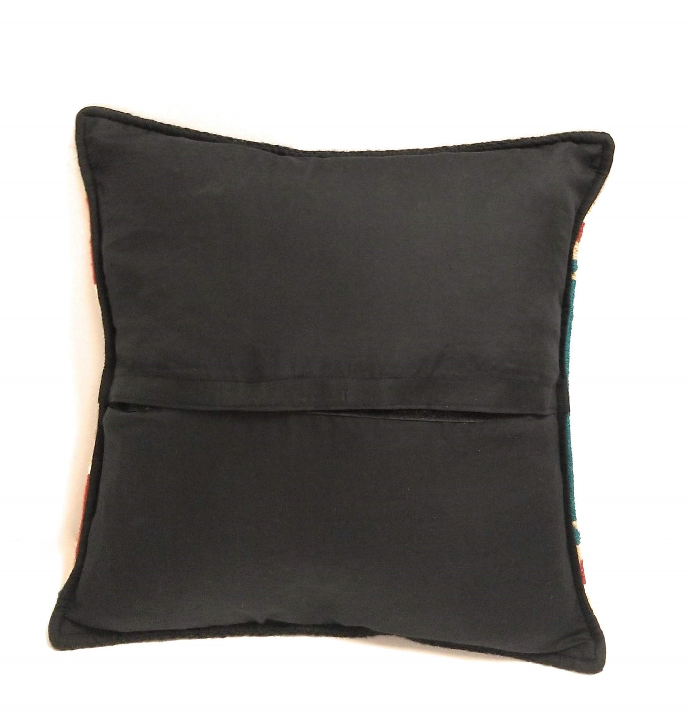 18x18 Inch Hand Woven Southwest Geo Outdoor Pillow Black Polyester