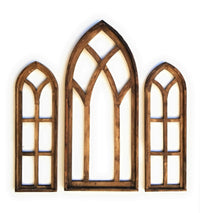 Set of 3 Farmhouse Wooden Cathedral Window Arches- The Rustic Ash Farmhouse Cathedral Collection + Wreath - Ranch Junkie Mercantile LLC 